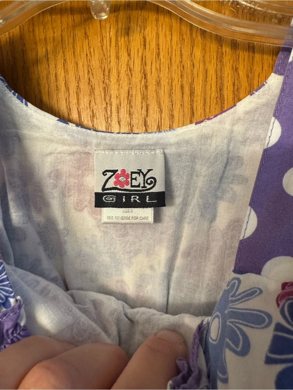 Girls' Purple Floral Sundress with Polka Dot Accents